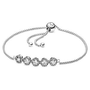 PANDORA Round Sparkle Slider 925 Sterling Silver Bracelet